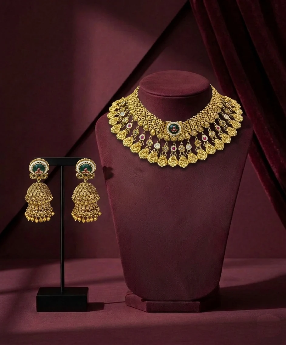Temple-Style Gold Coin Necklace Set