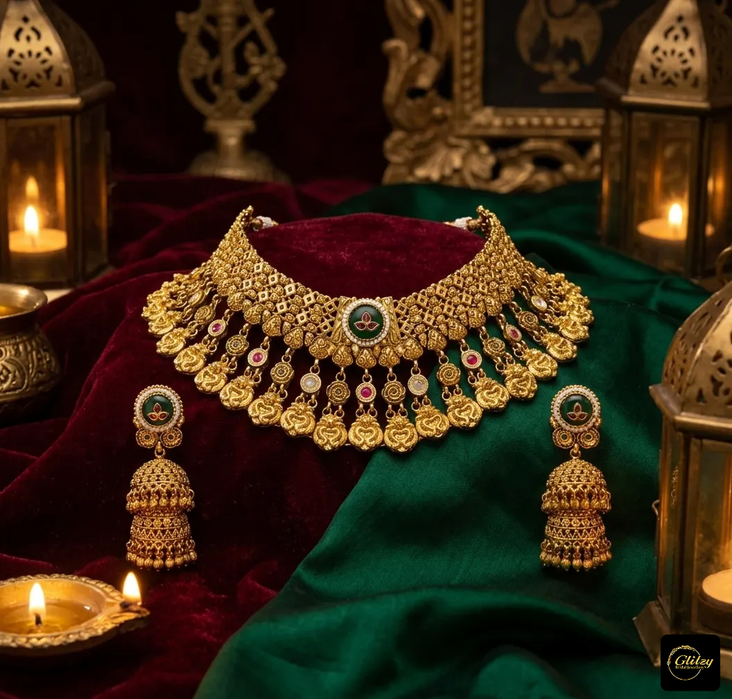 Temple-Style Gold Coin Necklace Set